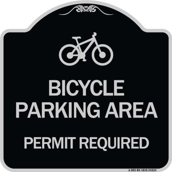 Signmission Bicycle Parking Area Permit Required W/ Graphic Heavy-Gauge Aluminum Sign, 18" x 18", BS-1818-24324 A-DES-BS-1818-24324 - main
